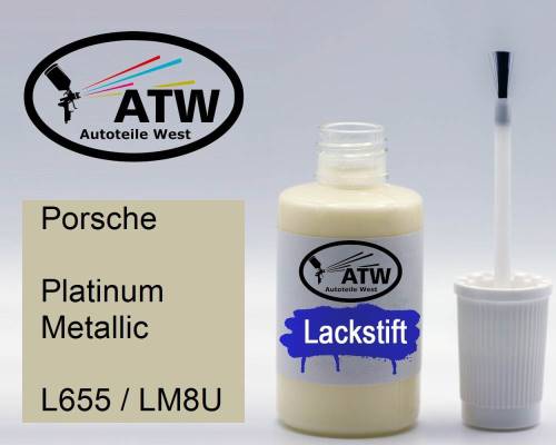 Porsche, Platinum Metallic, L655 / LM8U: 20ml Lackstift, von ATW Autoteile West.
